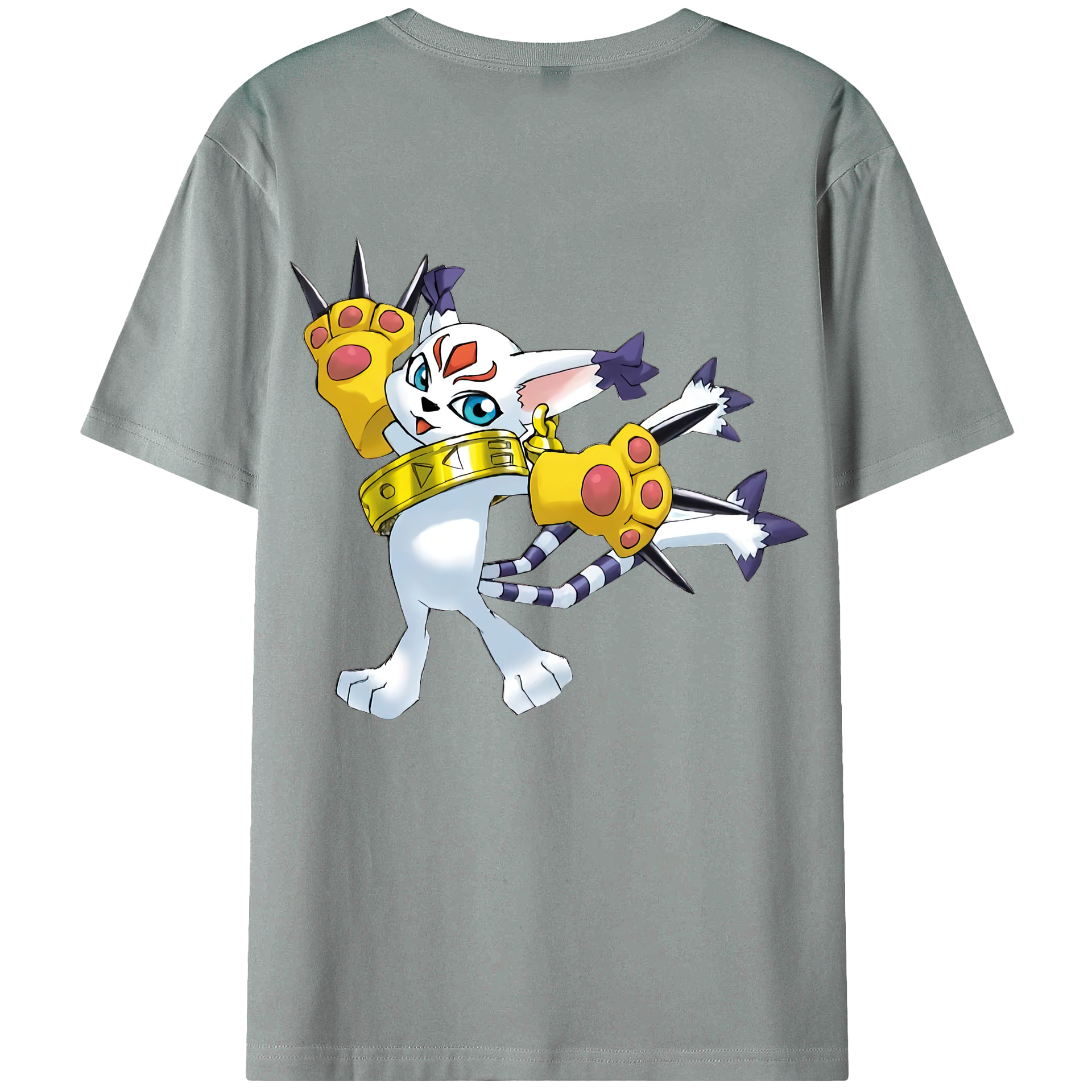 （画像用） Digimon デジタルモンスター/デジモン 綿100％ メンズ半袖Tシャツ（バックプリント） 通気性